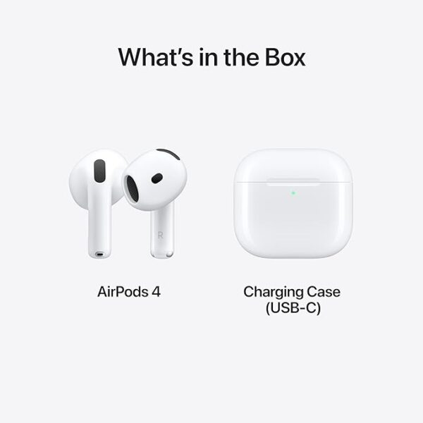 Apple AirPods 4 Wireless Earbuds, Bluetooth Headphones, Personalised Spatial Audio, Sweat and Water Resistant, USB-C Charging Case, H2 Chip, Up to 30 Hours of Battery Life, Effortless Setup for iPhone - Image 2