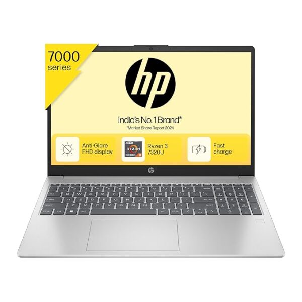 HP 15, AMD Ryzen 3 7320U Laptop (8GB LPDDR5, 512GB SSD) Anti-Glare, Micro-Edge, 15.6"/39.6cm,FHD, Win 11, 1.59kg, AMD Radeon Graphics, 1080p HD Camera, fc0154AU